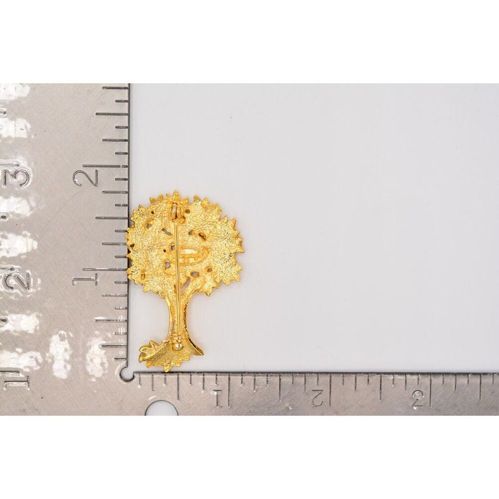 Danecraft Vintage Autumn Tree Pin Brooch Brushed Gold Fall Leaves Signed BinA10 - Picture 12 of 12